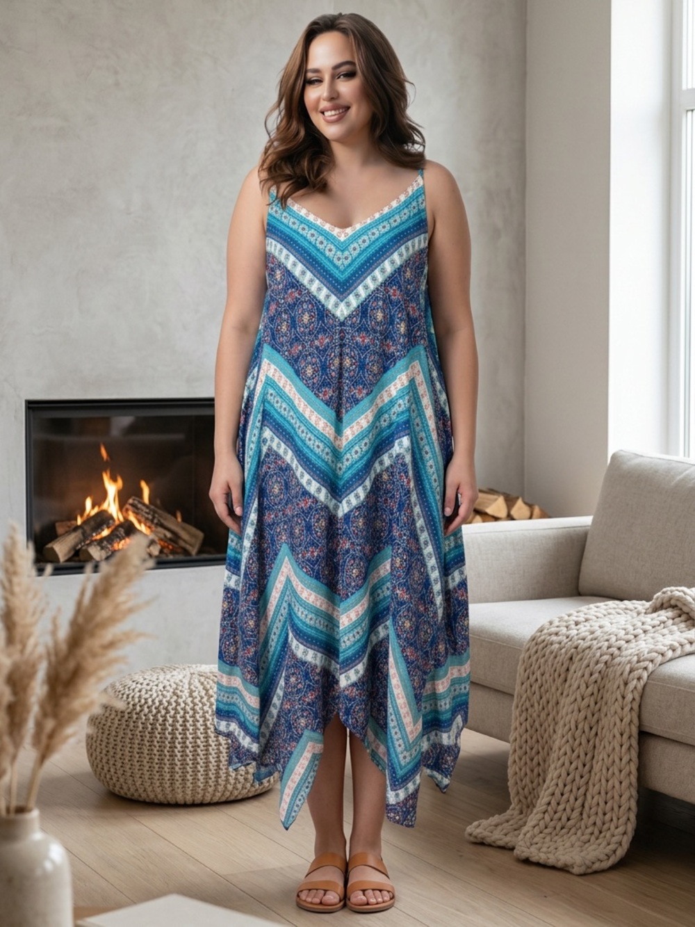 NWT K Jordan Navy Floral Print Dress with Teal Accents